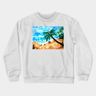 Sandy Beach and Palm Trees Crewneck Sweatshirt